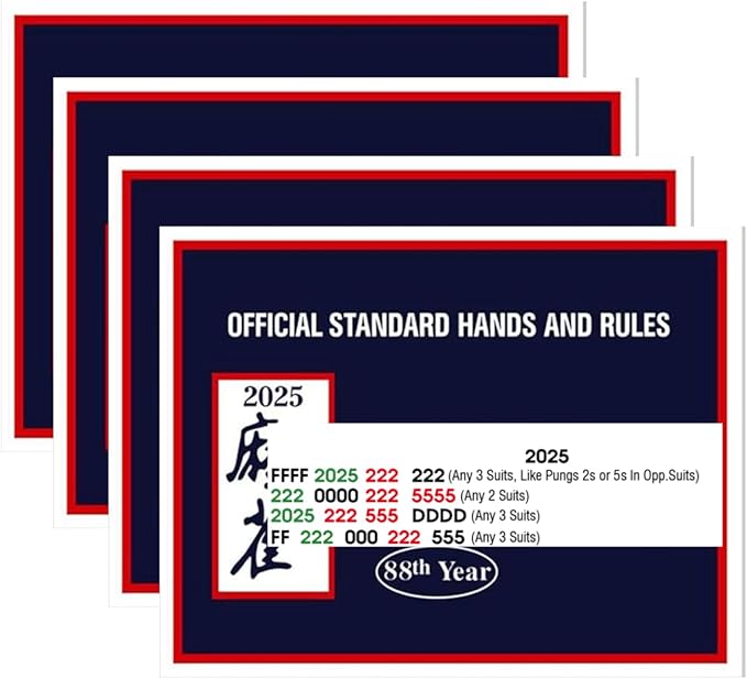 TAECHU 2025 Mahjong Cards Guide Rules American Official Revision - Large Print - 4Pcs