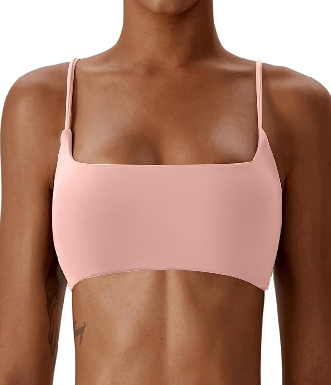 Comper Women's Sports Bras Wirefree Racerback Workout Bras Sexy Thin Straps Yoga Sport Bras with Removable Pads