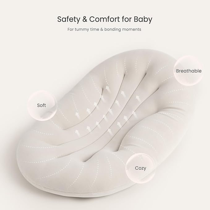 Baby Lounger for Newborn: Portable & Lightweight Pillow for Tummy Time Playtime & Diaper Changes - Skin-Friendly & Breathable for 0-12 Month Supervised Use