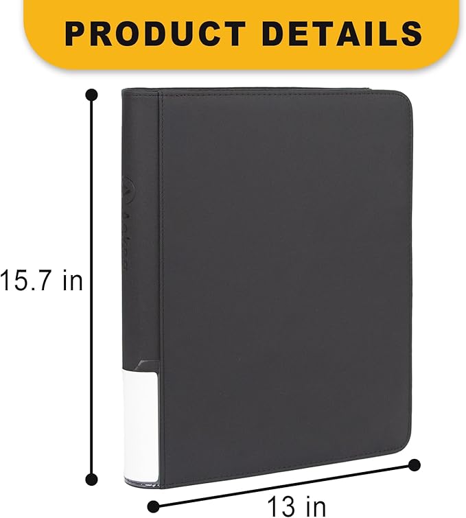 Toploader Binder, Holds 360 Toploaders, Top Loader Binder with 9 Pockets for 3" x 4" Rigid Cards, Double-Sided Pockets Card Binder Top Loader for Trading Cards or Sports Cards (black)