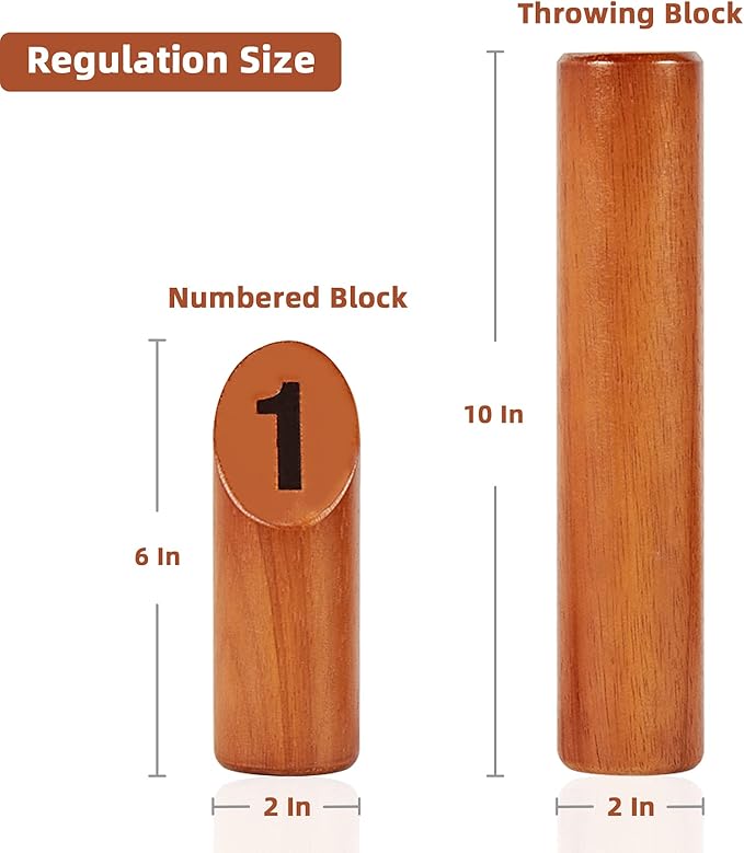 ApudArmis Wooden Tossing Game Set, Numbered Block Toss Games Set with Scoreboard & Carrying Case - Outdoor Lawn Backyard Beach Game for Adults Family