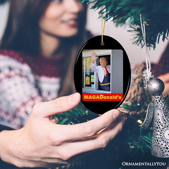 MAGADonald's Trump Ornament, Unique Political Humor Gift and Decor for Supporters