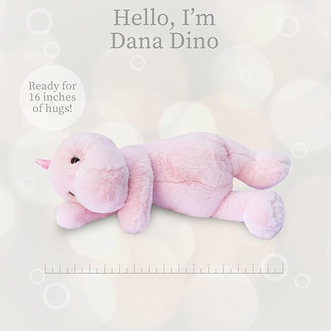 World's Softest Plush Pink Dino, Lushee, Large, 16" Stuffed Animal for Baby, Toddler, Kids, Adults - Dino Plush Toy-Adorable Toy Made from Kid-Friendly, Quality Materials