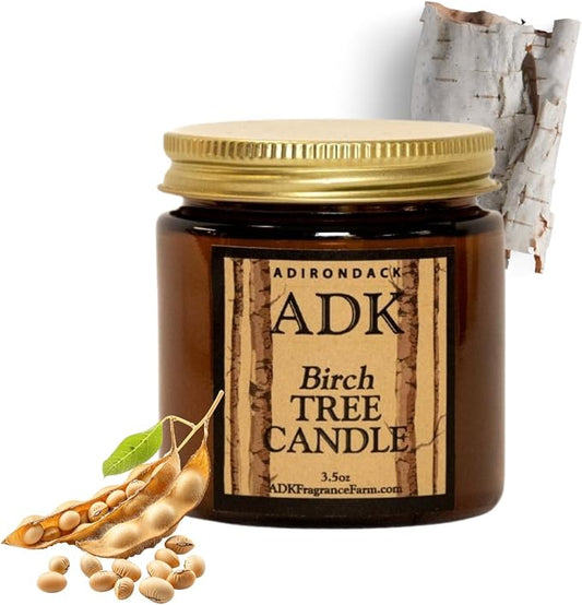 ADK Birch Scented Candle, 3.5 Oz Aromatherapy Candle, Proudly Poured in The USA, Natural Wax for Relaxation and Home Décor, for Gift, Kitchen, and Living Spaces