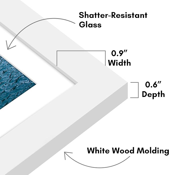Americanflat 5x7 Picture Frame - Matted to 4x6 - Engineered Wood - White | Shatter-resistant glass, wall or tabletop display with included easel, sawtooth hangers included, use with or without mat
