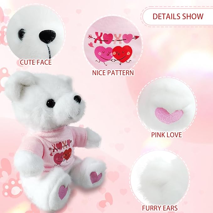 Pink Heart Teddy Bear Stuffed Animal - Soft with Adorable Pink Outfit & Heart-Shaped PawsPlush, for Kids Adults Valentine's Day Birthday