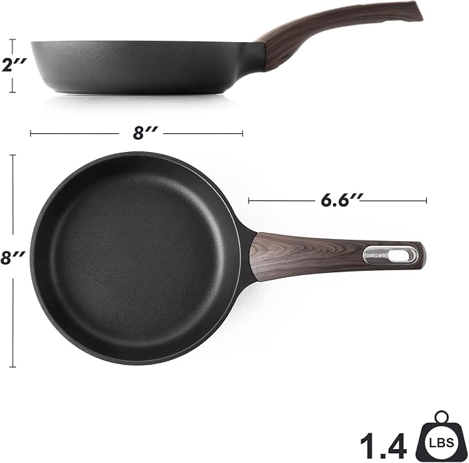 SENSARTE 8Inch Nonstick Frying Pan Skillet, PFOA/PFOS Free, Black | Non Stick Egg Pan Omelette Pans, Healthy Kitchen Cooking Chef's Pan, Induction Compatible, Stay-cool Handle