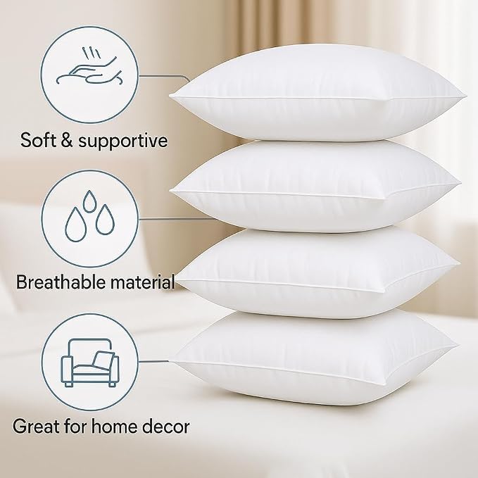 Casafoyer Throw Pillow Inserts 18x18 Set of 2, Down Alternative Cushion Stuffers