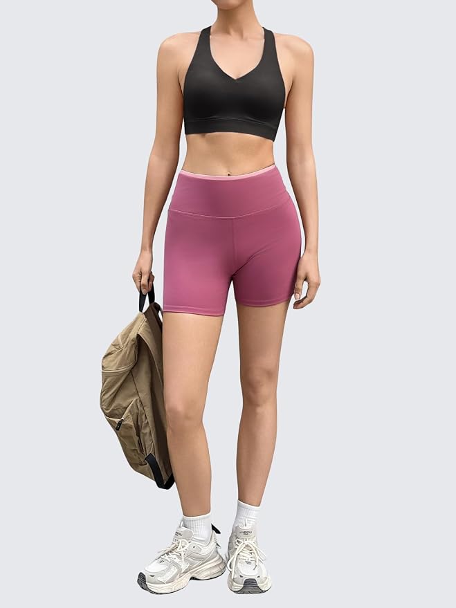 Aoysky Womens Criss Cross Back Sports Bras Racerback V Neck Adjustable Straps Medium Support Yoga Workout Crop Top