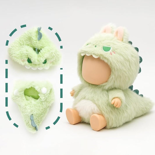 17cm Doll Clothes – Fluffy & Cute Outfits for Designer Dolls | Soft Costumes - Green-Dino