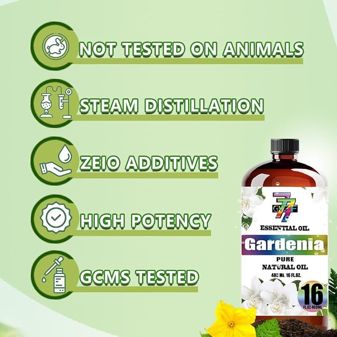 Gardenia Essential Oil, Gardenia Oils, for Diffuser, Humidifier, DIY Candles, Soap, Home, Office, Yoga, Massage, Gift, Essential Oil, GV77ZF Gardenia Fragrance Oil - 16 fl oz (480 ml)