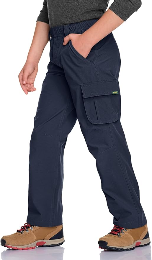 CQR Kids Boy’s Hiking Cargo Pants, Water Resistant UPF 50+ Quick Dry Youth Casual Outdoor Climbing Camping Trousers