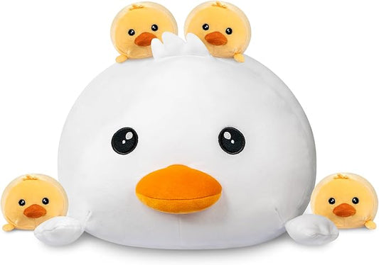 Duck Plush Cute Stuffed Animal with 4 Baby Soft Pillow Christmas, Thanksgiving, Birthday Gift for Girls Boys Kids Decor