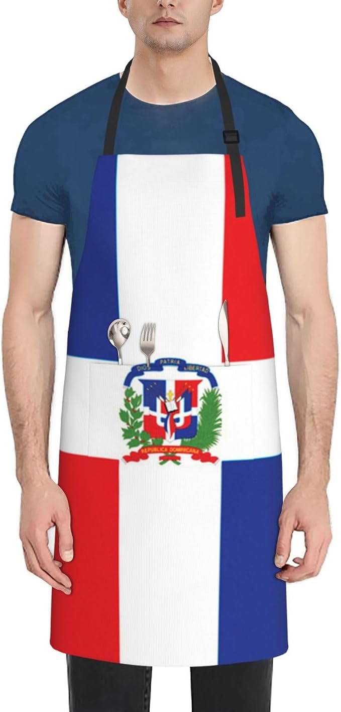 Cute Flag Kitchen Cooking Aprons for Women Men Adjustable Patriotic Flag Apron with 2 Pockets for Home Kitchen Garden