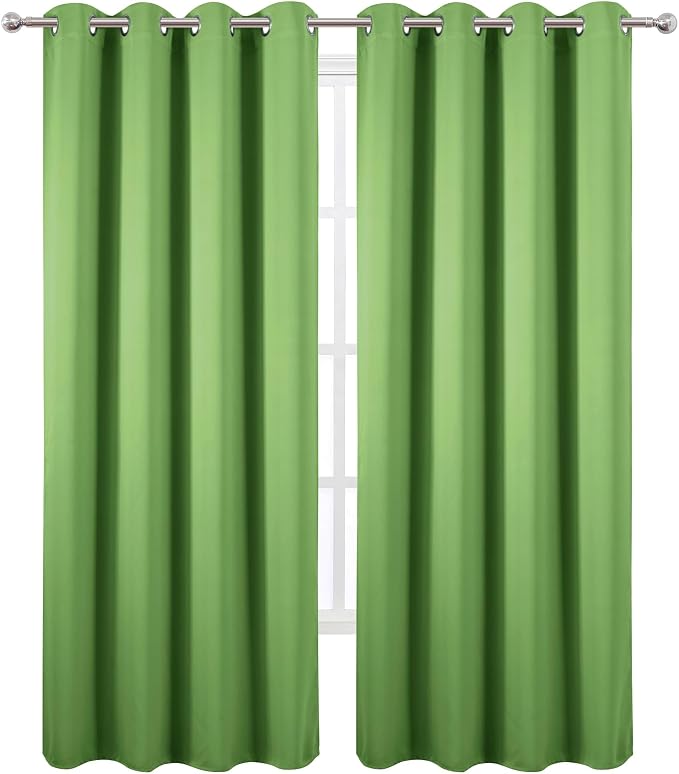 LEMOMO Blackout Curtains 52 x 90 Inch Long Light Green Curtains Set of 2 Panels Room Darkening Curtains for Bedroom and Living Room