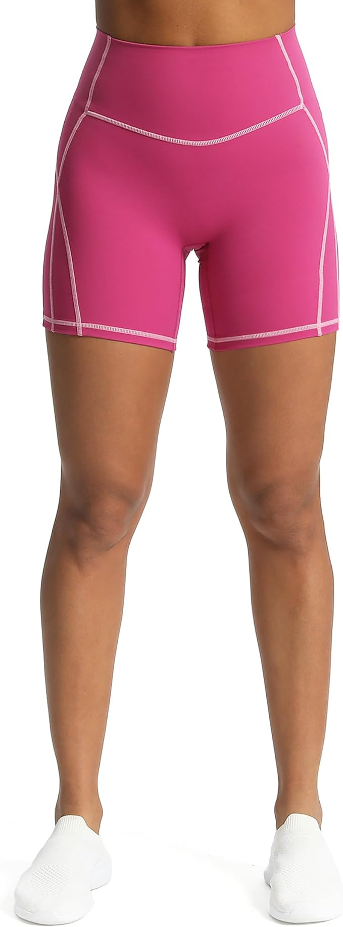 Aoxjox Lexi Lined Workout Biker Shorts for Women Tummy Control High Waisted Exercise Athletic Gym Running Yoga Short 6"