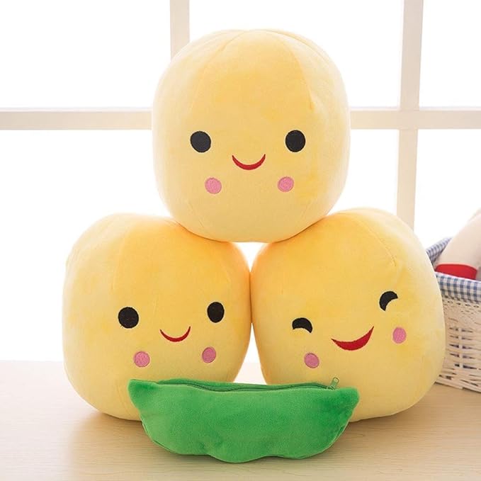 Giant Peas in A Pod Plush Toy Pea Pod Pillow Cute Pea Stuffed Toys Plant Doll Various Sizes (Yellow Beans,15.7''/40cm)