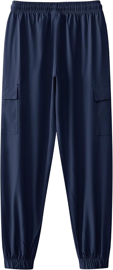 Boys Cargo Joggers Youth Quick Dry Athletic Pants Lightweight Hiking Jogger Pants with Zipper Pockets