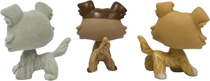 3pcs/Set Custom Flocked Pet Shop Toys Short Hair Cat Kitten Collie Great Dane Cocker Spaniel Dachshund Puppy Dog OOAK Compatible with LPS (#363 and 893 and 272)