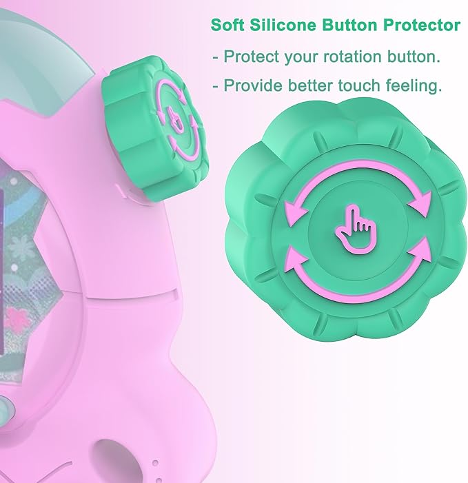JCHPINE Hard Case and Silicone Cover for Tamagotchi Paradise Electronic Pet, Protective Cases for Tamagotchi Paradise with Screen Protector and Lanyard (Pink)