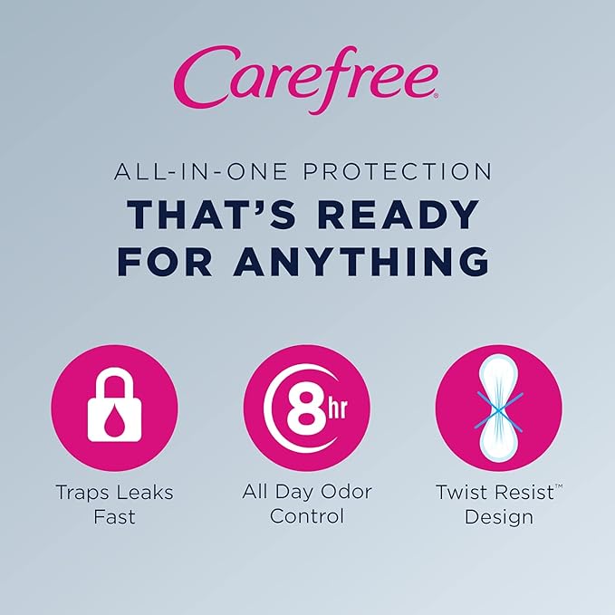 Carefree Panty Liners for Women, Regular, Wrapped, Unscented, 54ct (Pack of 2)