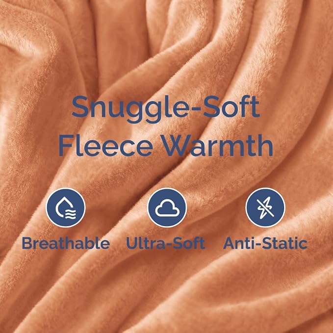 Fleece Blanket Kids Size - Ultra-Soft Flannel Fleece Blanket - Peach Fuzz | Soft, Warm, Outdoor Picnic Blanket for Camping, Travel, Lightweight, Cozy, Anti-Static, Home Decor Gifts for Men & Women