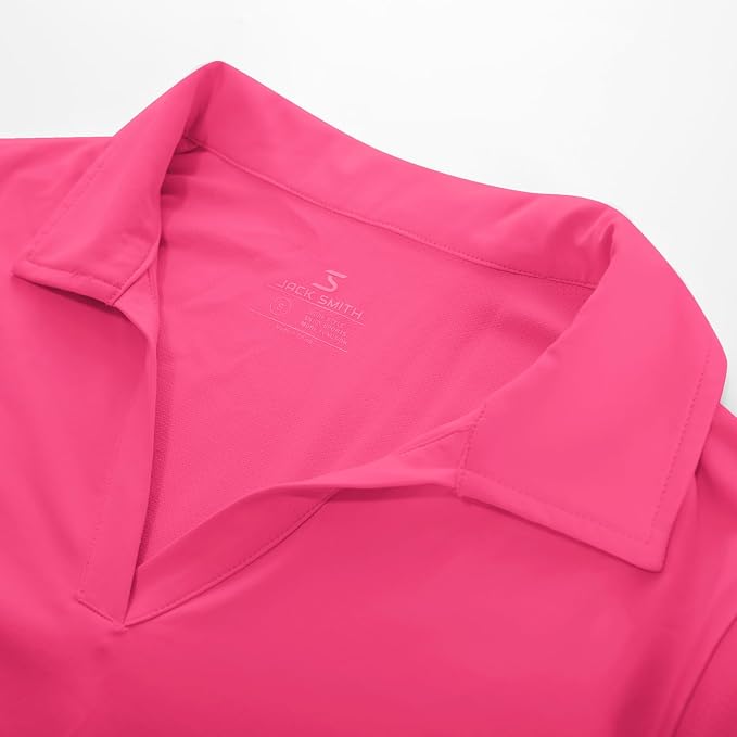 JACK SMITH Women's Golf Polo Shirt V Neck Short Sleeve Tennis Shirt Sun Protection Moisture Wicking Athletic Tops