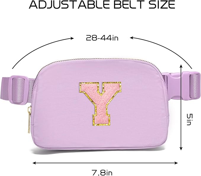 Gitus Initial Belt Bag Fanny Pack Crossbody Bag for Girls Birthday Gifts Age 8-10 Teen Girl Gifts Trend Stuff Personalized Letter Gifts for Daughter Sister (Lavender-Y)