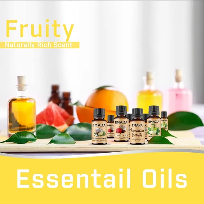 EMARA All Natural Fruity Coconut & Rose Essential Oil for Diffusers, Skin Care, Aromatherapy Fragrance Oil, Organic Therapeutic Grade 15 mL (1/2 fl oz)