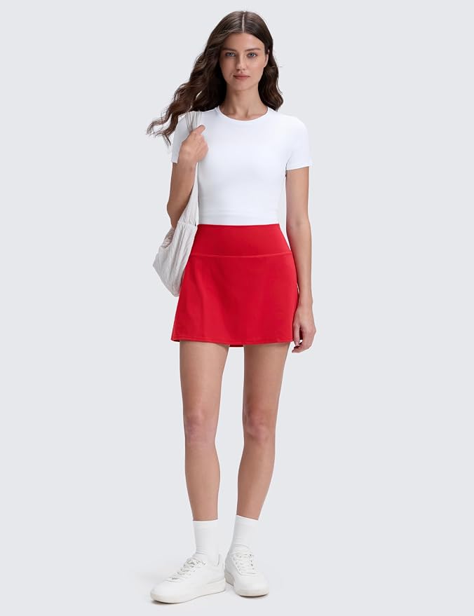 CRZ YOGA Butterluxe High Waisted Tennis Skirts | Built-in Shorts with Pockets, Extremely Soft, Casual, A Line, Stretchy, Mini, Skort for Women