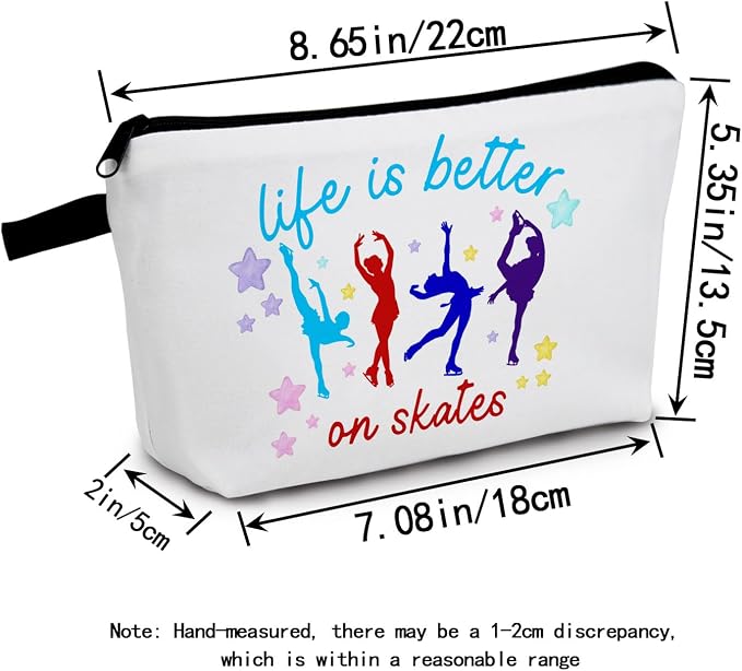 Life Is Better On Skates Makeup Zipper Pouch Bag Skate Lovers Gift Life Is Better On Skates Make up Zipper Pouch Bag Ice Skate Cosmetic Bag Skate Lover Gift Figure Skating Themed Gifts