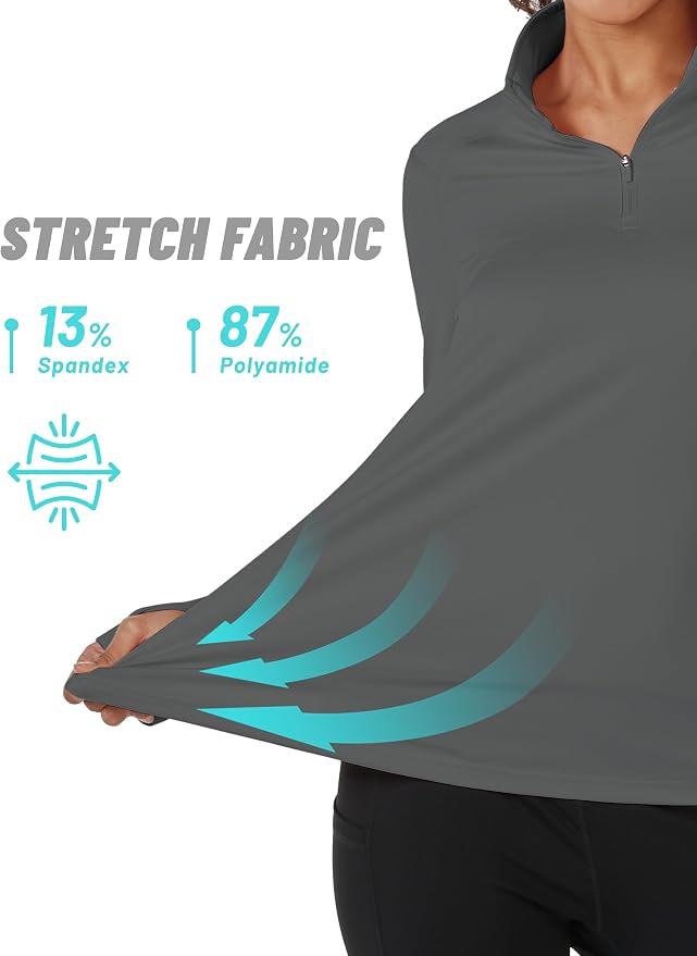 TACVASEN Women's Quarter Zip Sweatshirt Fleece Long Sleeve Workout Pullover | Lightweight Breathable Thermal Fabric,Mock Neck Design,Athletic Tops,Ideal for Gym Running Activities