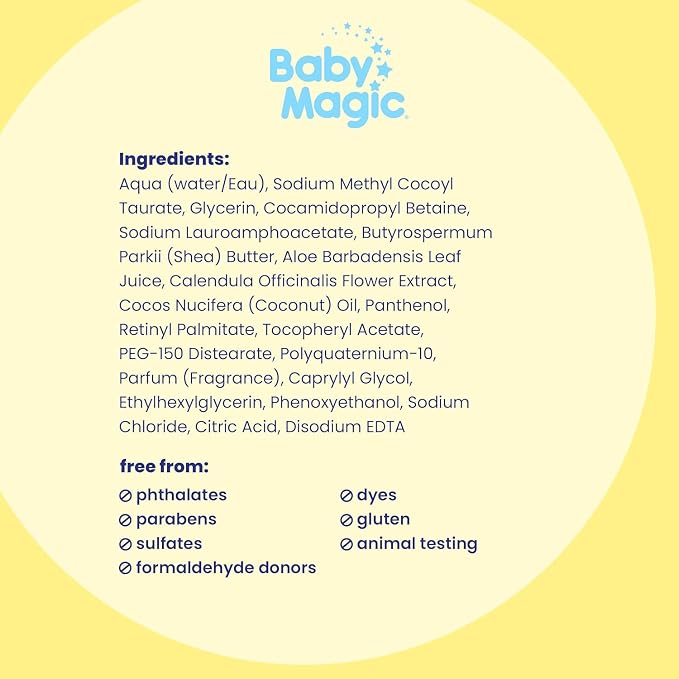Baby Magic Moisturizing Hair & Body Wash Calendula & Coconut, Specially Formulated for Baby's Delicate Skin, Soft Powder Scent, Tear-Free, Hypoallergenic, Dermatologist Recommended, 30 Fl Oz