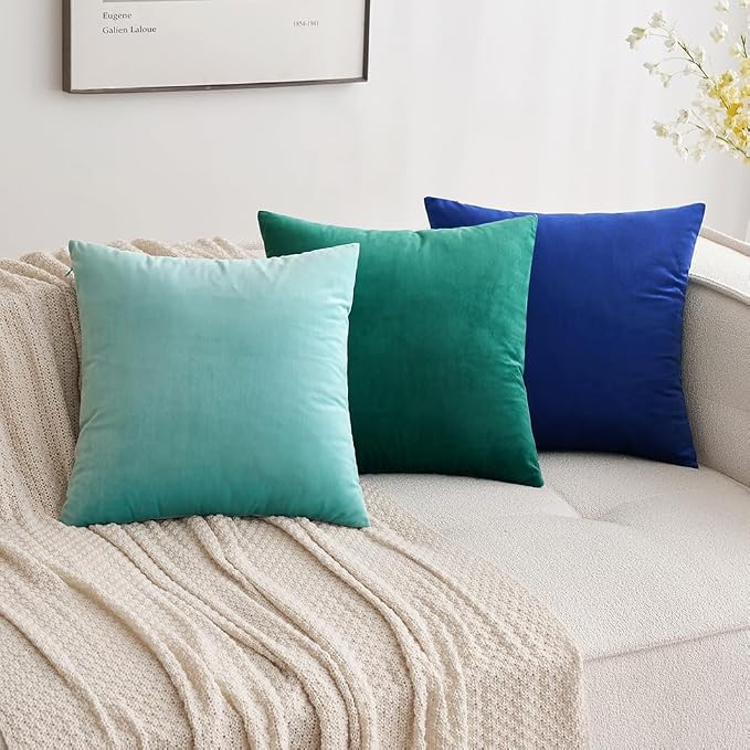 MIULEE Velvet Throw Pillow Covers 20x20 Inch Pack of 2 Royal Blue | Soft Solid Decorative Pillow Covers, Modern Luxury Home Decor, for Couch Chair Sofa Bedroom Livingroom