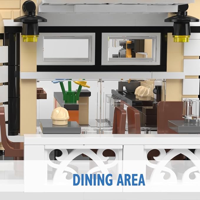 City Garden Hotel Building Sets,House Architecture Model Blocks Toys for Adults & Teens，1300 PCS Mini Bricks with LED