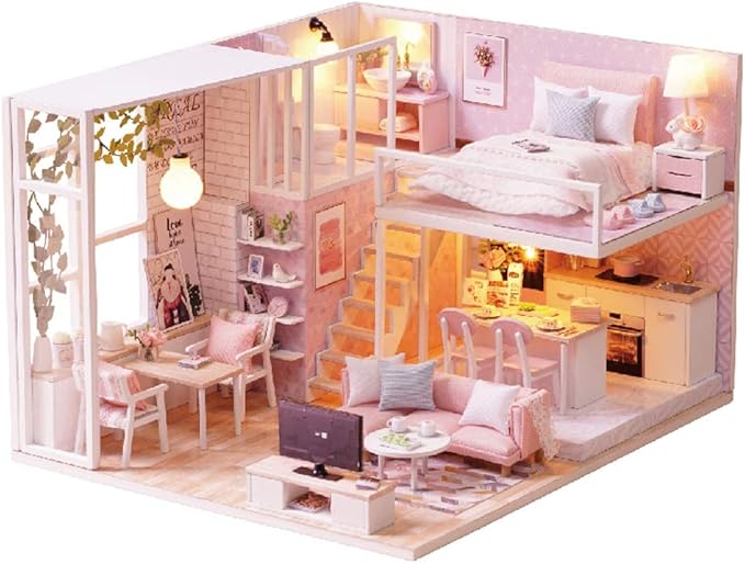 MAGQOO Dollhouse Miniature with Furniture, DIY Dollhouse Kit Plus Dust Proof 1:24 Scale Creative Room Idea(Tranquil Life)