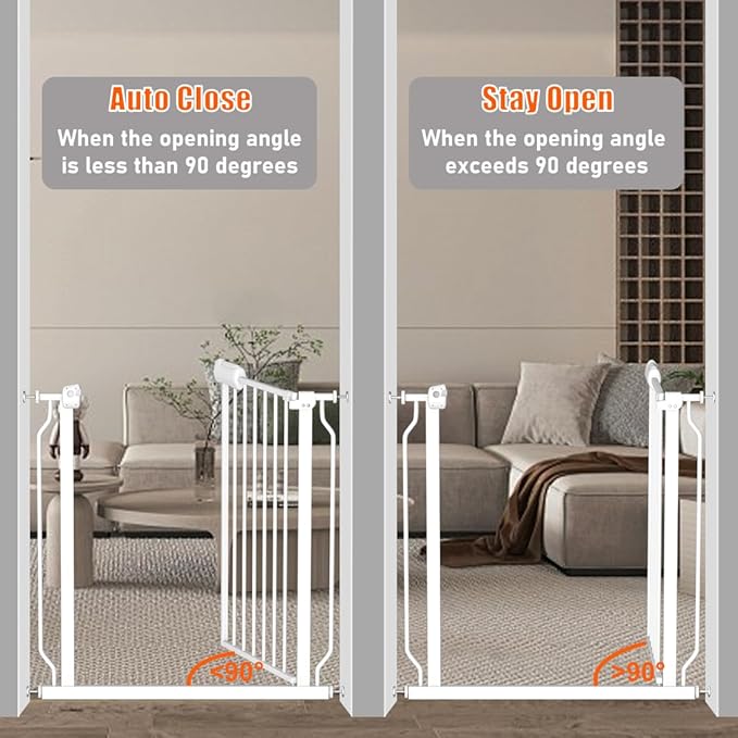 Fairy Baby Extra Wide Baby Gate for Dogs Pressure Monuted Safety Gate for Living Room, Fits 62 Inch to 67 Inch with No Drill Auto Close Dog Gate for Doorways, White