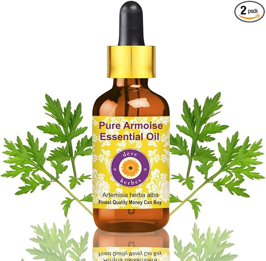 Deve Herbes Pure Armoise Essential Oil (Artemisia herba alba) with Glass Dropper Steam Distilled 30ml (1 oz)