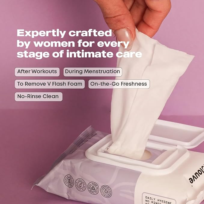 V On The Go Biodegradable Flushable Feminine Wipes for Women | pH-Balance Intimate Wipes with BioticV+ Chamomile & Calendula | Travel Size Fragrance Free (20 Count)