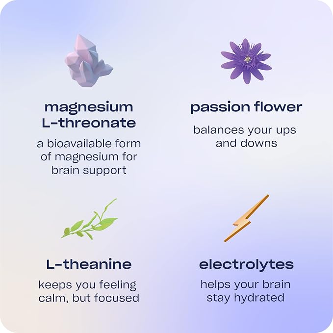 Recess Mood Powder, Magnesium L-Threonate Blend with Passion Flower, L-Theanine, Electrolytes, Magnesium Calm Support Powder Supplement - Lemon Citrus Pack of 10