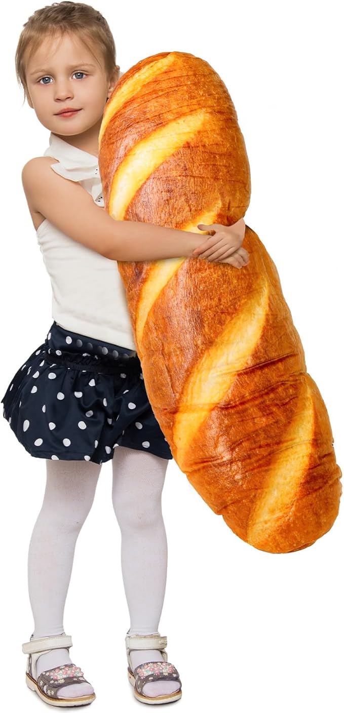 3D Simulation Bread Plush Pillow Simulation Buttered Bread Pillow Baguette Pillow Funny Body Pillow Food Plush Stuffed Toy for Home Decor (31.5)