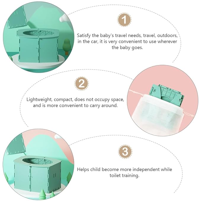 BESPORTBLE Portable Foldable Toilet Travel Potty Trainer Lightweight Car Seat for Outdoor Indoor Use with Bright Color for Easy Potty Training