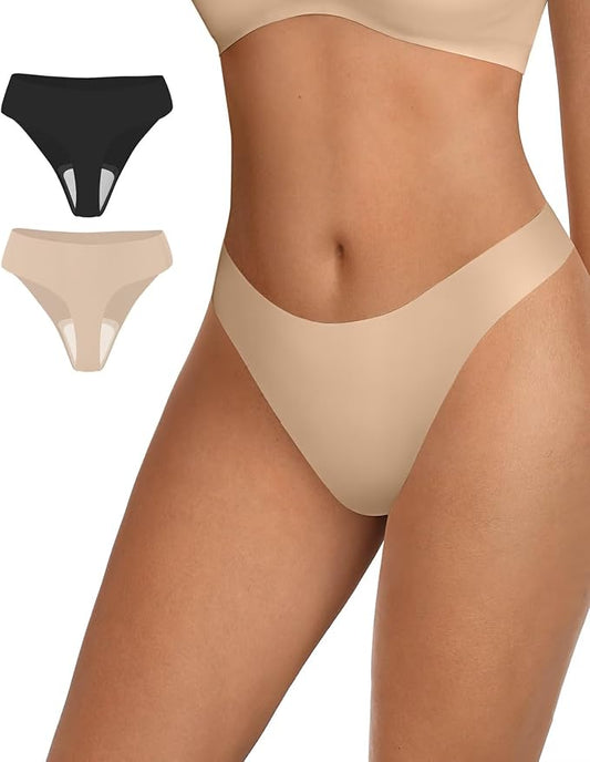 Vertvie Seamless Thongs for Women No Show Thong Panty Liners Invisible Workout Panties Sexy Breathable G-String Underwear