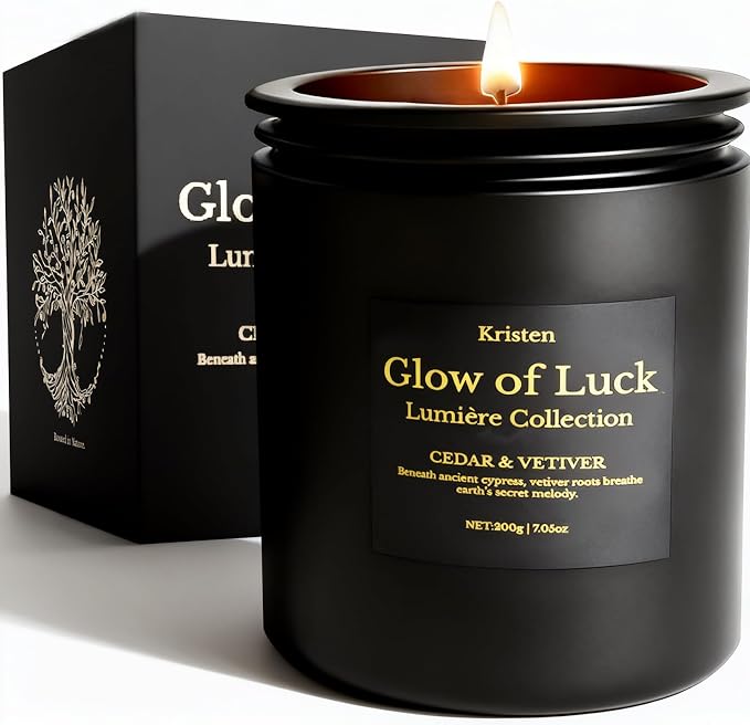 Luxury Candle Gift for Men – Cedarwood & Vetiver Soy Candle, Handcrafted Black Jar, 7.05oz, 42-Hour Burn, Premium Masculine Fragrance for Home Décor