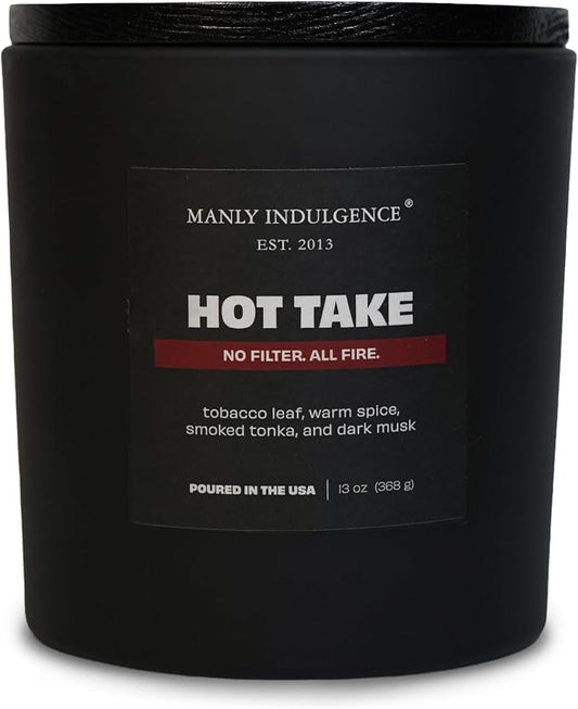 Manly Indulgence Hot Take Scented Candle, 2 Wick, 13 oz, Premium Soy Blend Wax, Candles for Home Scented - Made in The USA
