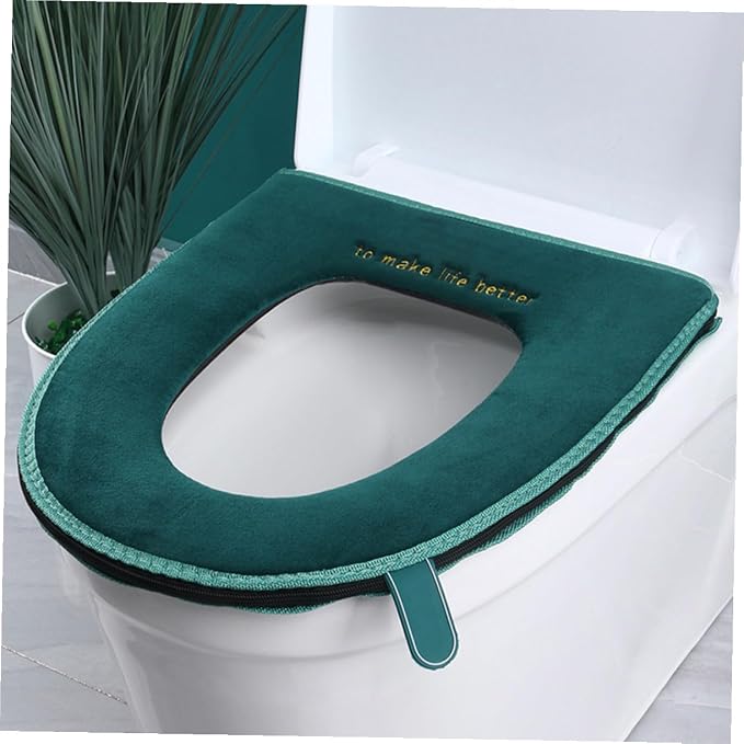 LABRIMP 2pcs Thickened Winter Bathroom Toilet Seat Cover Washable and Reusable Cushion Pad for Added Toilet Seats Easy Installation Random