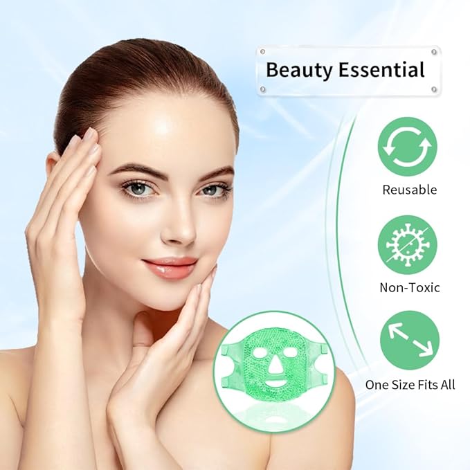 Cold Face Eye Masks Ice Face Mask Hot Cold Compress for Dark Circles, Puffiness, Migraines, Headache, Stress, Redness, Cooling Masks for Women Man, Skin Care, Reusable