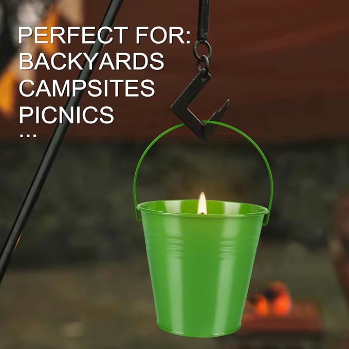 4 Pack 12oz Citronella Scented Candles, Colorful Metal Bucket Candles with Handle, Smokeless Clean Burning Candles for Home, Patio, Camping & Outdoor Gatherings