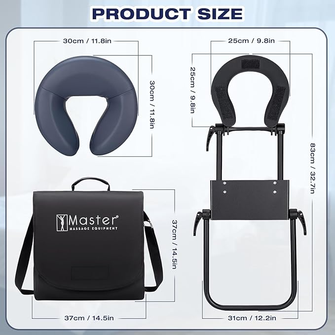 Master Massage Home Massage Kit Professional, Adjustable Headrest & PU Face Cushion for Private Masseuse, Face Down Mattress Top Massage Kit Family Use (Cream)