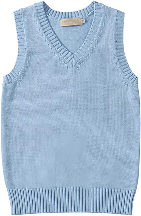 jinghuiyue Women’s V Neck Sweater Vest School Uniform Solid Color Sleeveless Knit Sweaters Pullover Tank Tops